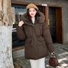 South East Asia down cotton-padded clothes new women's large fur collar cotton-padded jacket slim bread clothing thickened jacket medium and long