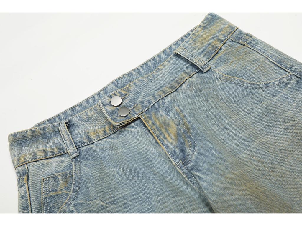 Unisex Retro Distressed Wide-Leg Jeans - Loose Fit, Floor-Length