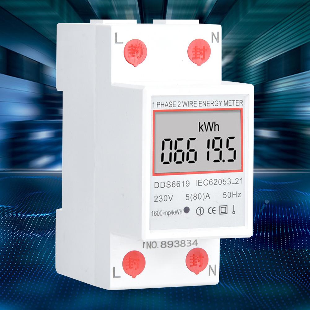 DDS6619-005 Intelligent Single Phase Electric Energy Meter 2p Din Rail Power Meter