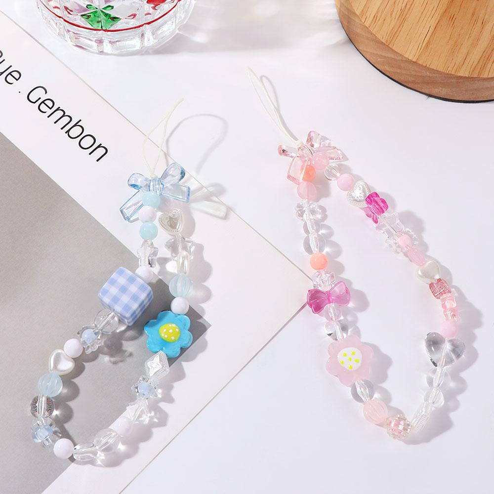 Anti-lost Phone Charm Flower Heart Telephone Jewelry Phone Lanyard Mobile Phone Chain Cellphone Strap Phone Case Lanyard