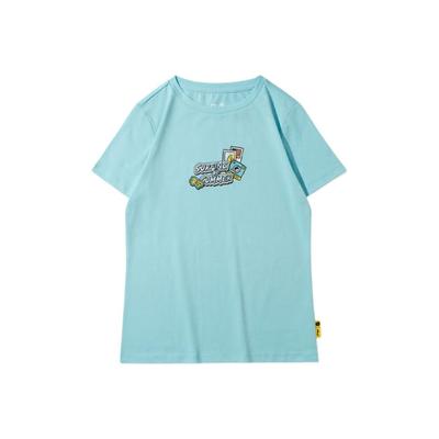 Li Ning X Line Friends Collaboration Sports Fashion Series Cartoon Fun Print Round Neck Short Sleeve T-Shirt Women Tops Blue AHSR808-4