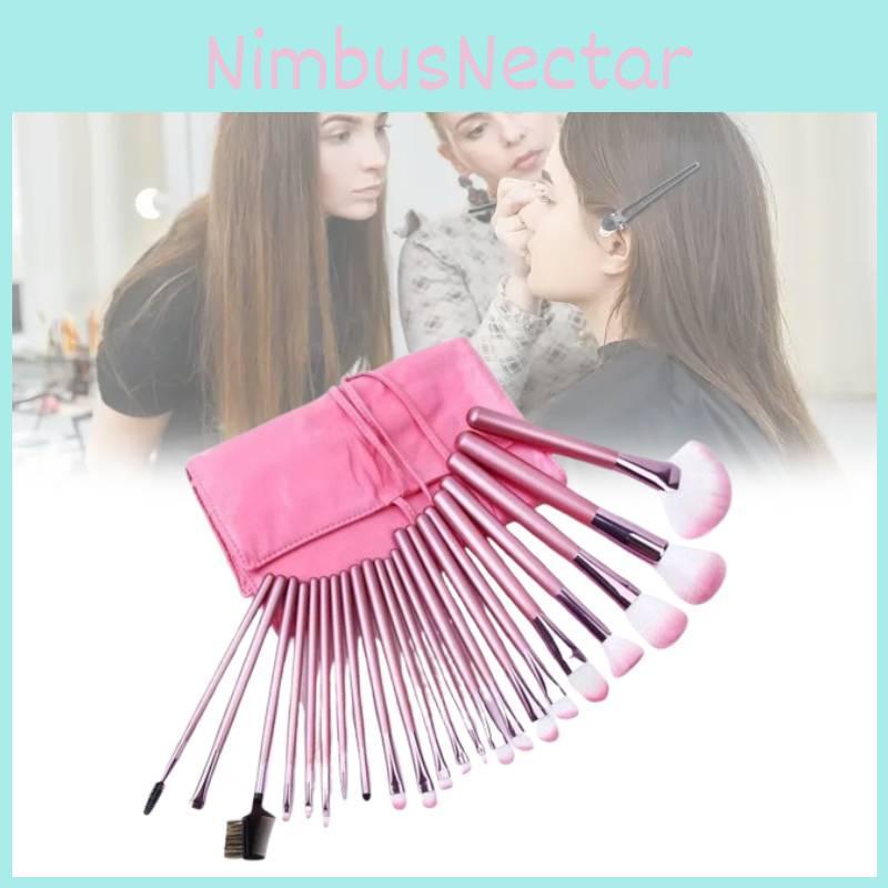 Makeup Brush Set 22 Pieces With Pink Pouch For Precise Application And Travel Convenience