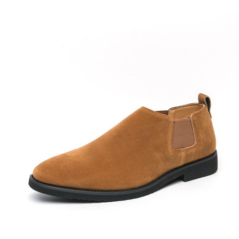 Men s Matte Leather Suede Loafers - Large Size, British Business Casual Slip-on Shoes 39 жёлтый