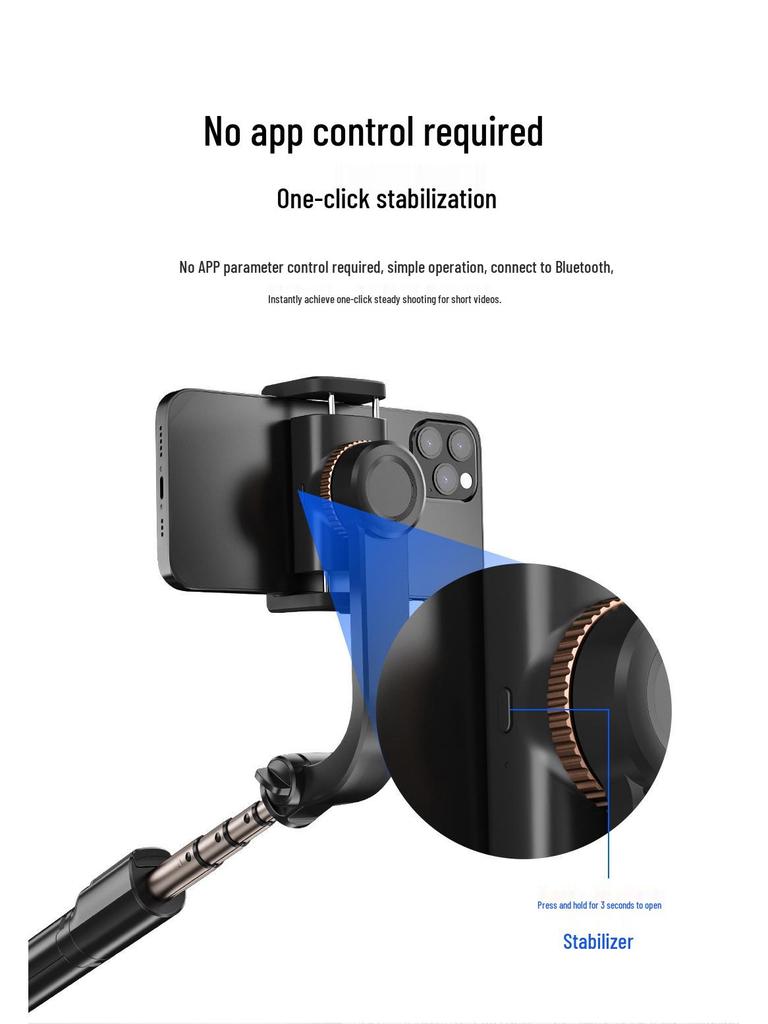 Bluetooth-Selfie-Stick aus Aluminiumlegierung mit Gimbal-Stabilisator gegen Verwacklungen & für vertikale Aufnahmen