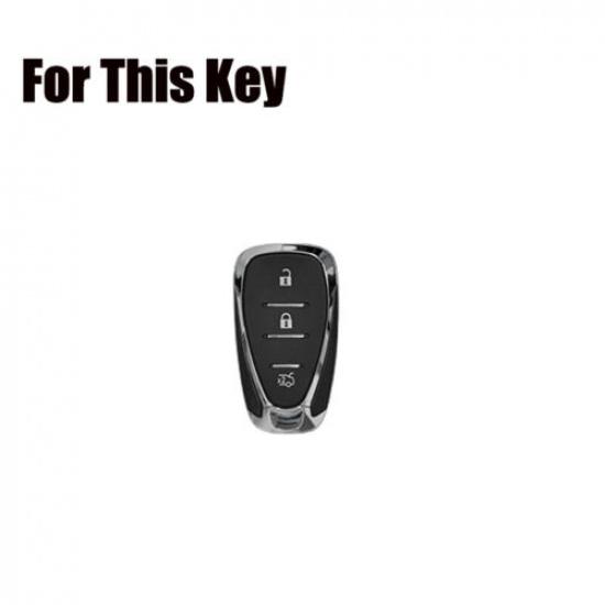 Leather Zinc Alloy Car Key Case Cover For Chevy Spark Trax Camaro Malibu Cruze
