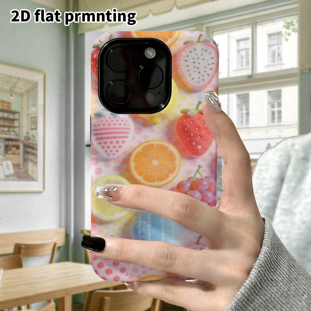 Phone Case: 2D flat, suitable for iPhone 18, 17, 16, 15, 14, 13, 12Pro protective case, fruit pattern, perfect Christmas and Halloween holiday gift