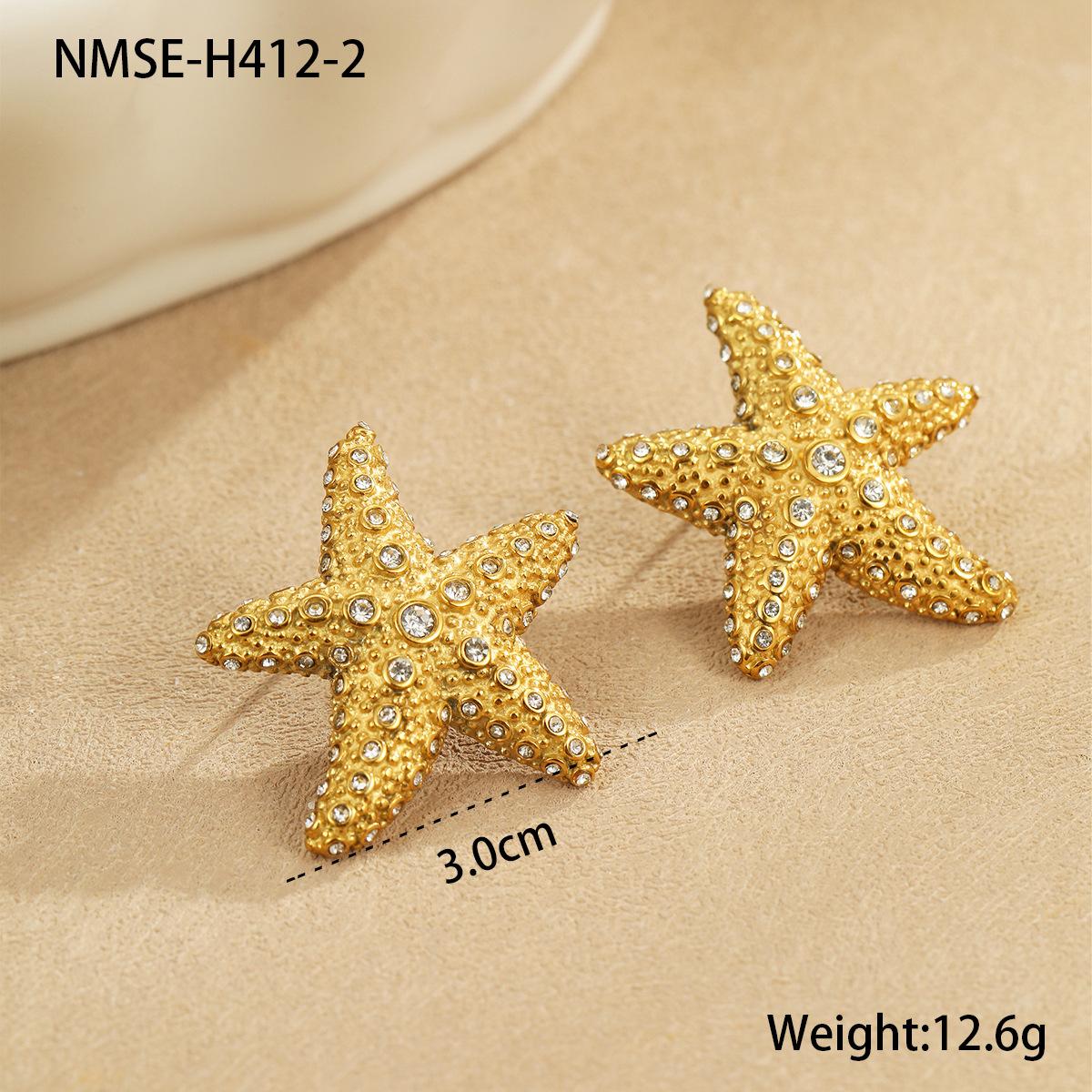 GEMCHIC Women s 2025 Summer Sea Star Necklace Earrings Ring Set Stainless Steel Jewelry