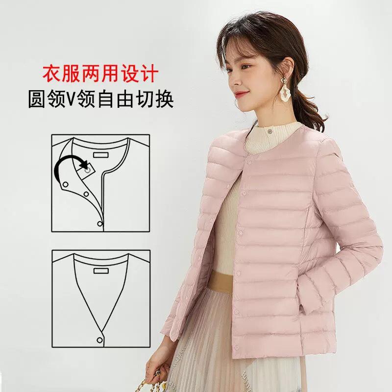 Down jacket women's light and thin autumn and winter short clothing warm women's round neck ultra-light liner jacket fashion