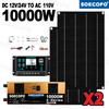 SOECOPO 10000W Portable Home Full Solar Kit 2×600W Solar Panels Inverter (2 Sockets) 100A Controller – Camping Equipment, Car