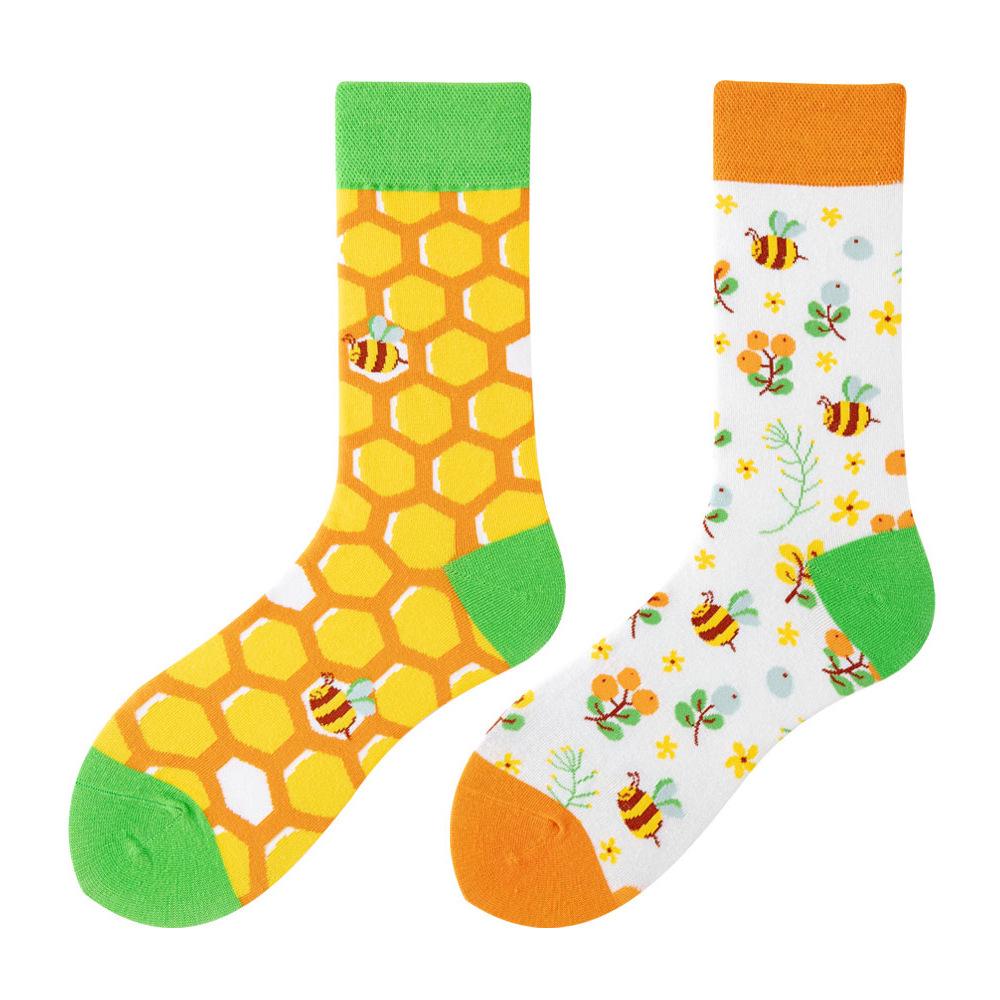 SMLSOX Summer Asymmetrical Mandarin Duck Couple Mid-Calf Colorful Christmas Cotton Fashion Socks