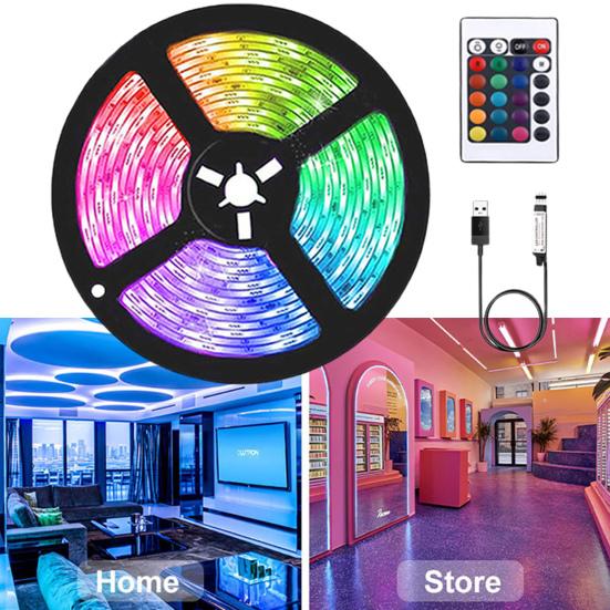 Strip Light LED Vibrant Colors RGB Improve Ambience Flexible Ribbon Adapter Strip Light