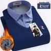 Woodpecker Men's Fleece-Lined Long Sleeve Two-in-One Thick Shirt Sweater for Dad