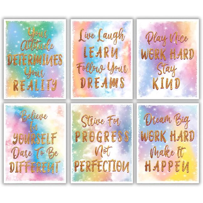pirational Wall Art Motivational Art Prints and Quotes and Sayings Poster Girls Teens Bedroom Decor Sayings Positive Phrase Party Gift for Girls Kids золотой