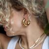 18K Gold Stainless Steel C-Shaped Hoop Earrings - Fashionable, Non-Fading, Versatile Women's Jewelry 