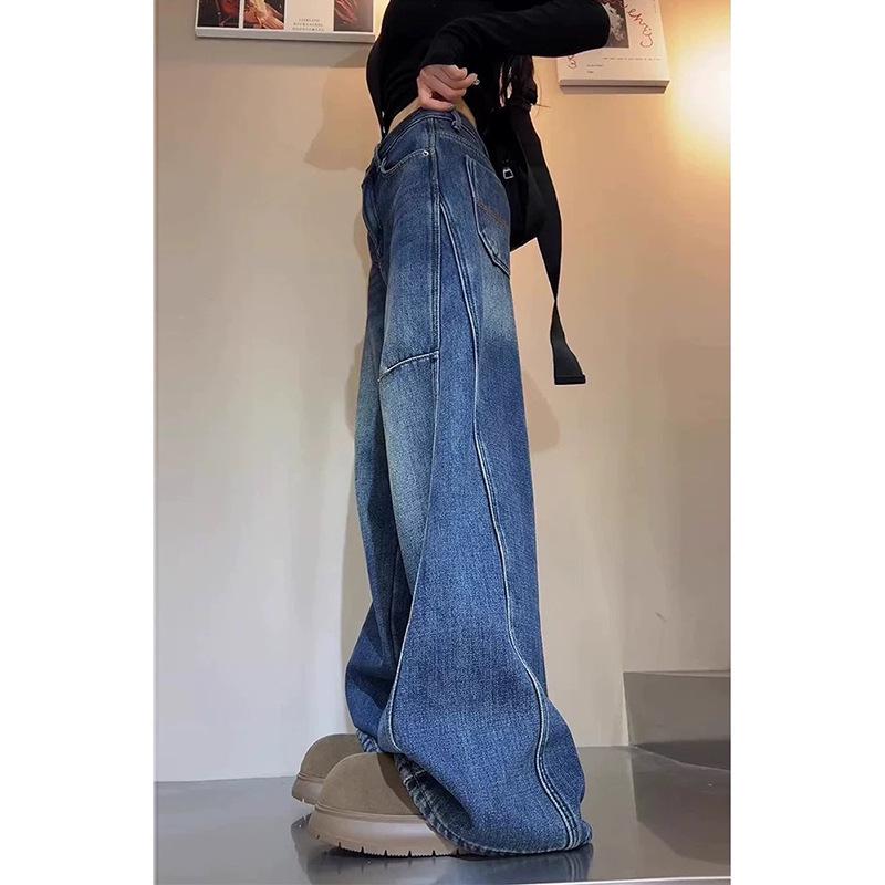 

2026 Spring Plus Size Wide-Leg Jeans for Pear-Shaped Women - Floor-Length, Loose and Slimming Design 5X Large