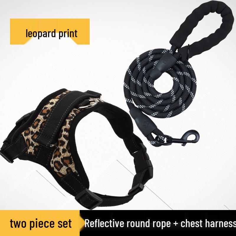 Reflective Rope Dog Leash & Harness for Small, Medium, Large Breeds