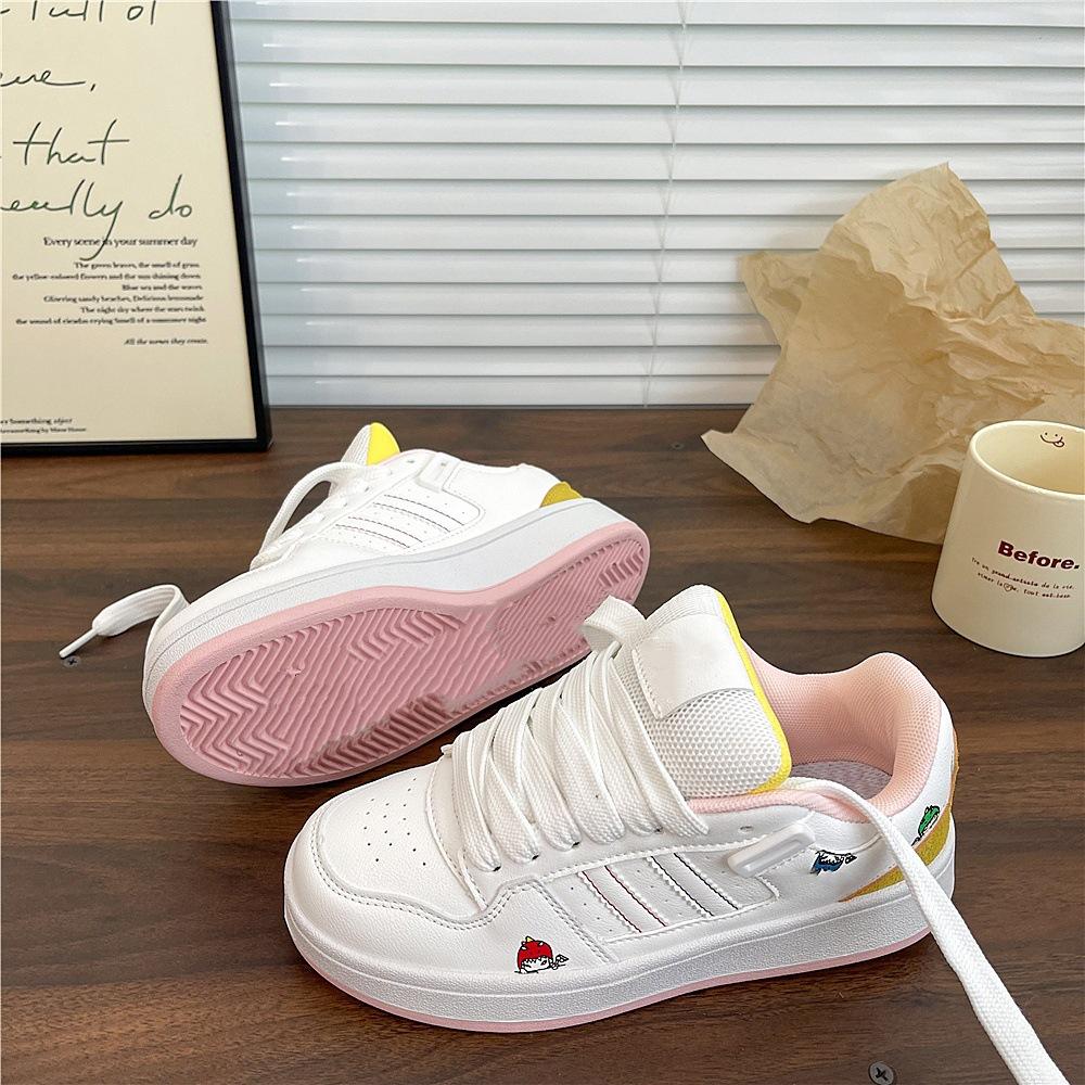 Cartoon cute bread shoes summer new niche board shoes versatile sports board shoes casual white shoes
