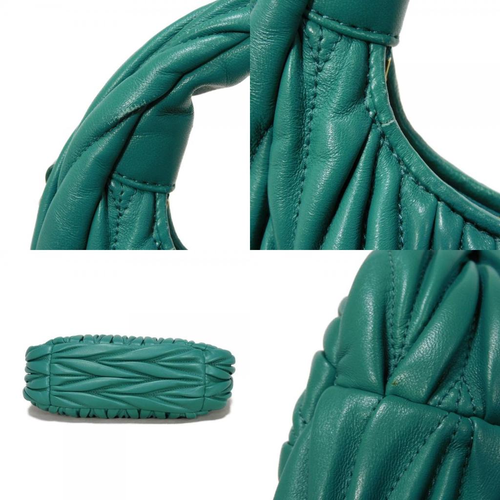 Used Wonder Matelasse Hobo Bag (12166), 5BC125 N88 F0K41 7922, with RFID, Green, 2-Way Logo, Laguna, Women's from Japan