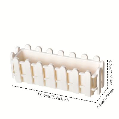 8pcs White Plastic Planter Boxes Charming Picket Fence Design Sturdy Weather-Resistant Material Drainage Hole for Indoor Outdoor