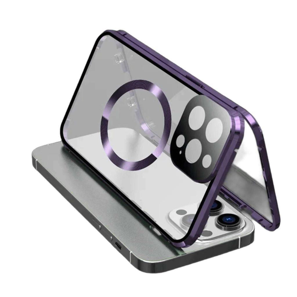 Magnetic Case for iPhone 17 16 15 14 13 12 Pro Max/Plus/Air, with Magsafe & Aluminum Frame & Double Sided Tempered Glass Phone Bumper Cover