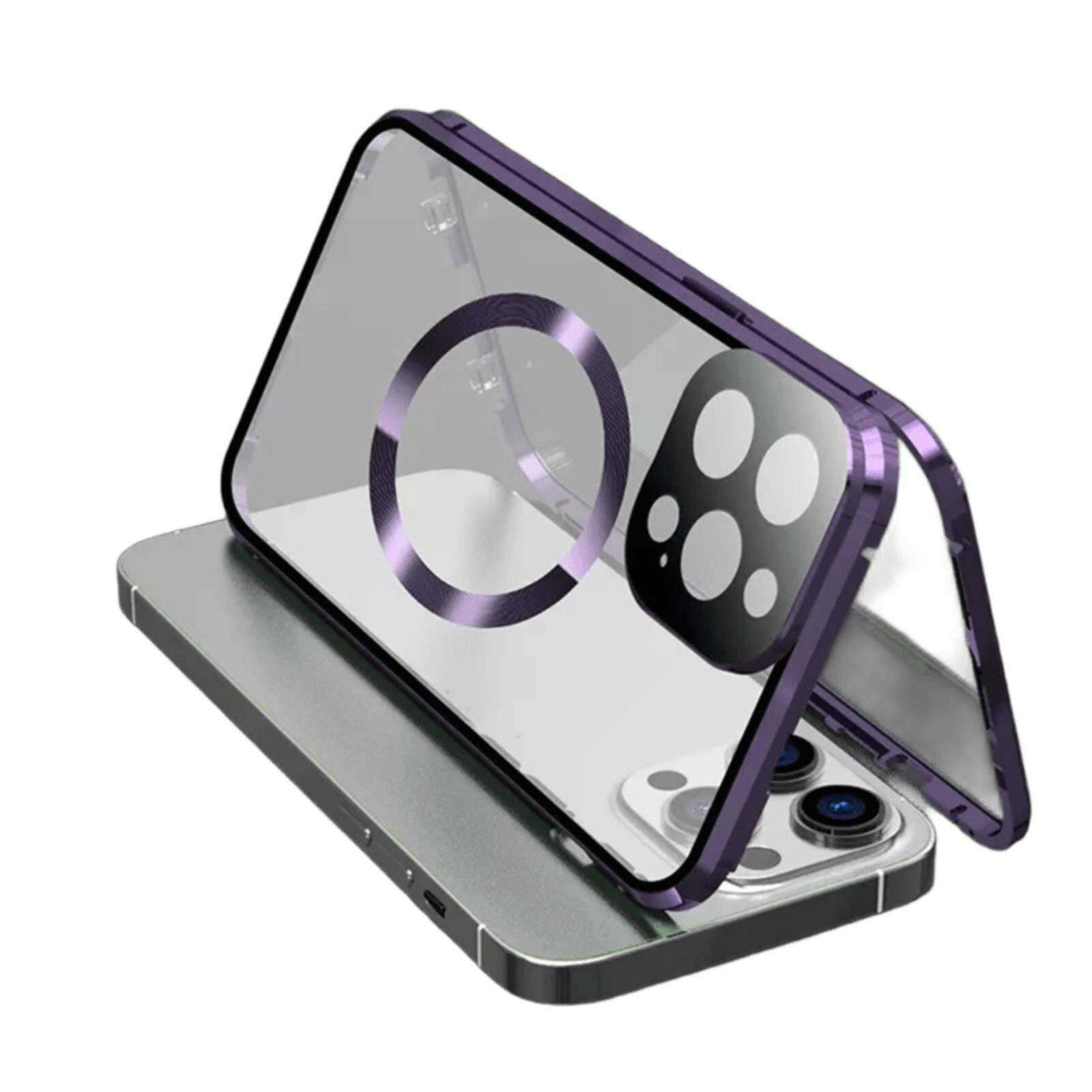 

Magnetic Case for iPhone 17 16 15 14 13 12 Pro Max/Plus/Air, with Magsafe & Aluminum Frame & Double Sided Tempered Glass Phone Bumper cover iPhone 17 Pro Max
