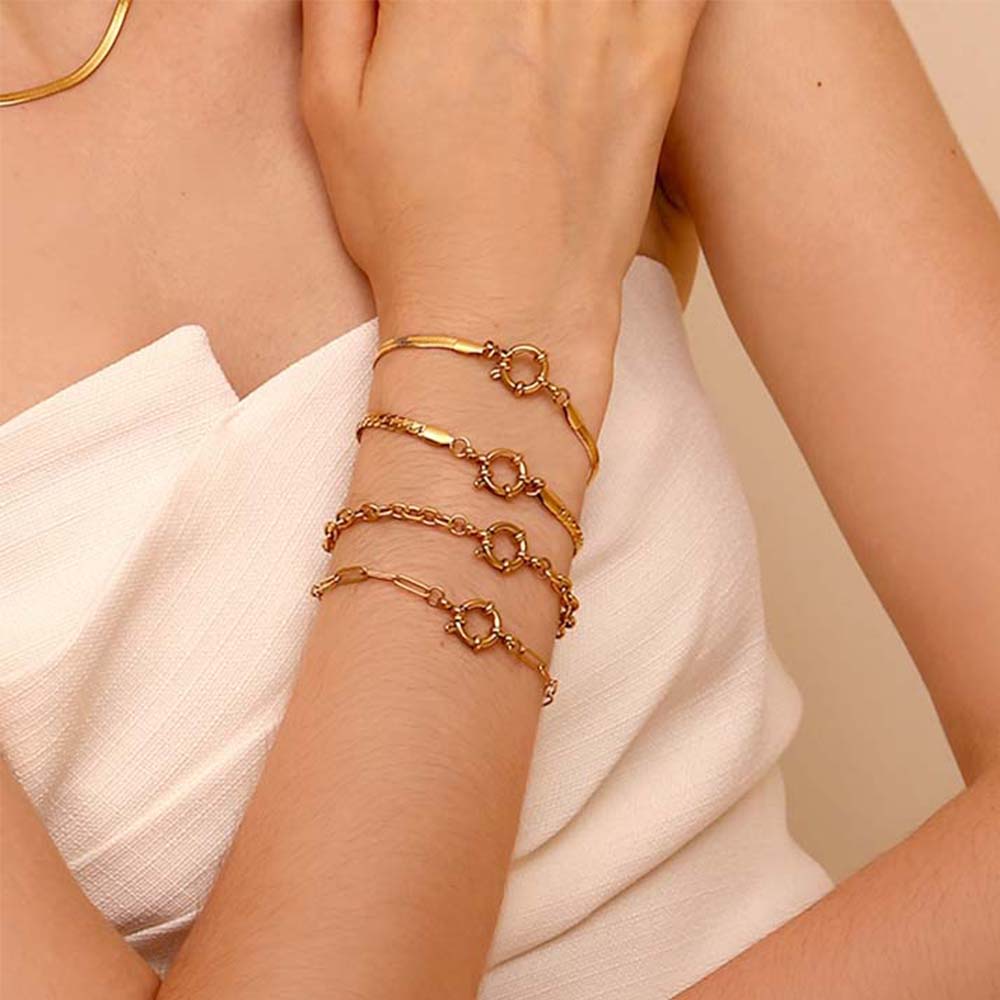 MamacitaSlay Classic Paper Clip Chain Blade Chain O Chain NK Chain Spring Buckle 17cm Stainless Steel Bracelets For Women Gift
