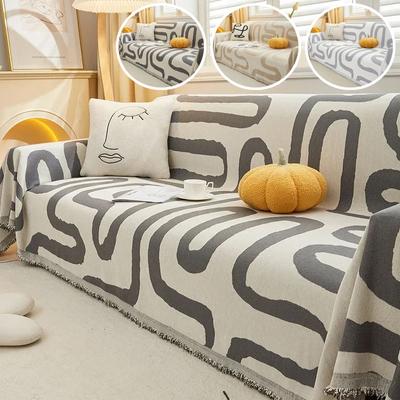 Sofadecke mit geometrischem Aufdruck, Chenille, staubdicht, kratzfest, Sofamatte für Wohnzimmer, Mehrzweck-Möbelschutzbezug