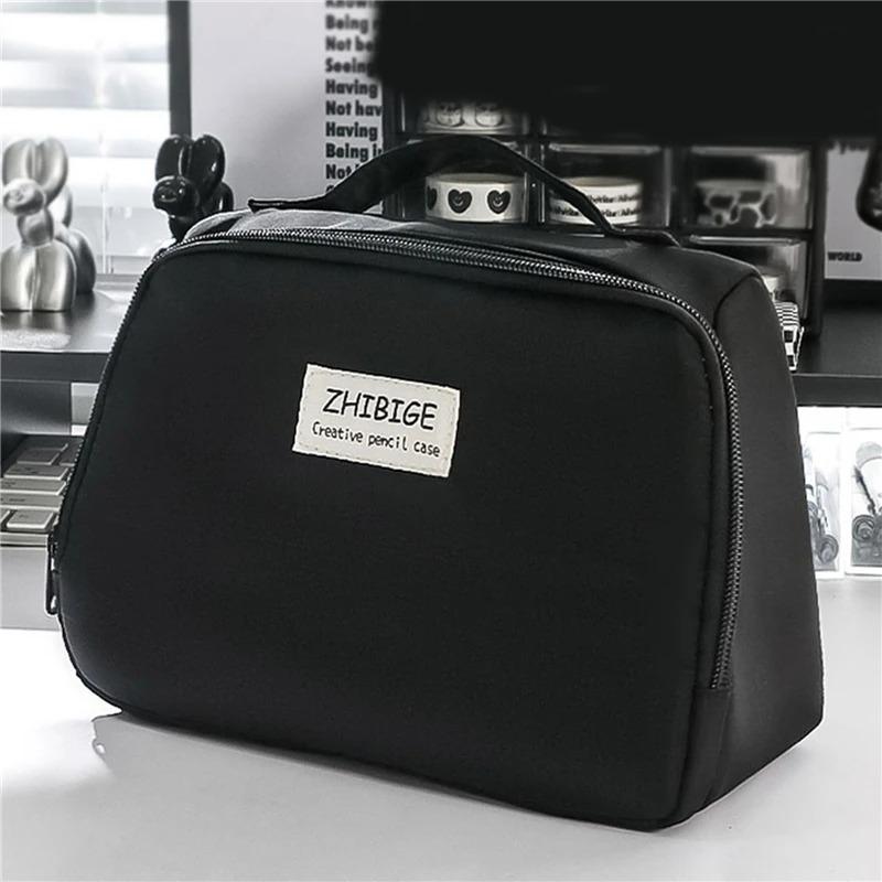 

Косметичка женская многофункциональная портативная дорожная косметичка большая вместительная сумка для ручек черная упрощенная сумка для хранения чёрный