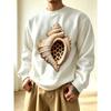 Men's Graphic Print Crew Neck Sweatshirt With Leopard Print Conch Shell Christmas Halloween, Loose Fit Streetwear.