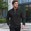 Long Sleeve Half Zip Stand Collar Top Casual Pullover for Fall Winter Everyday Wear