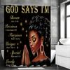 God Says You're Inspirational Black Women's Shower Curtain, Bathroom Decorative Shower Curtain, Waterproof Shower Curtain with H