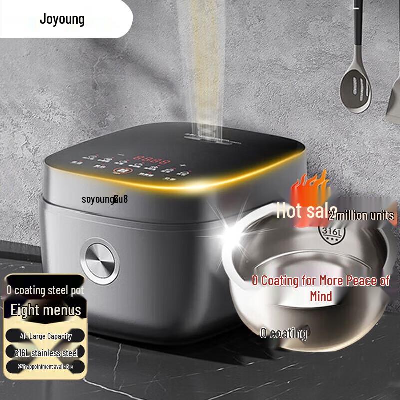 Joyoung 4L 316L Stainless Steel 0-Coating Rice Cooker CN plug (adapter included)