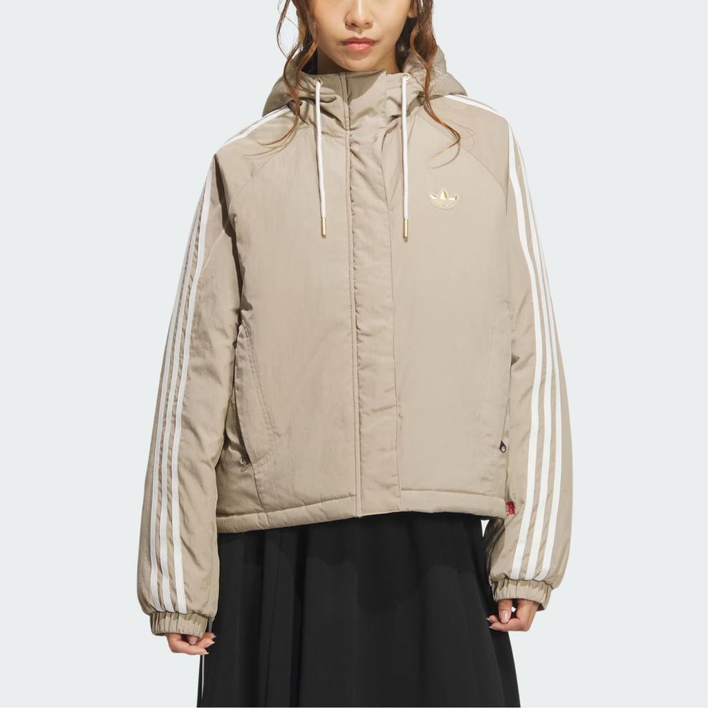 adidas Originale Leinen W Jacke Pa Einfache Warme Lockere Baumwolljacke Damen Jacke Khaki-Braun KA5314