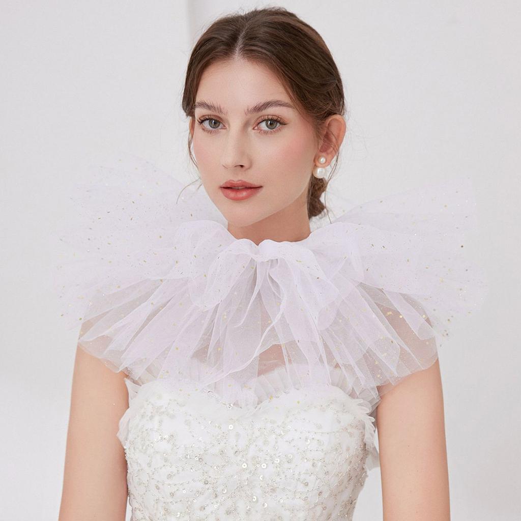 Lace Puff Collar Victorian Theme Party Neckwear Cosplay Accessory Collar for Halloween Party Courtstyle Faux Neck Collar