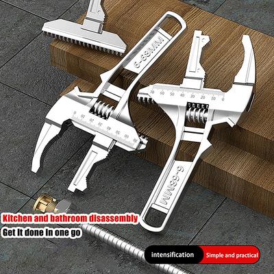 6-68Mm Universal Repair Set Bathroom Hand Tools Large Opening Pipe Wrench Nut Key Adjustable Spanner Home Repair Tool Wrench