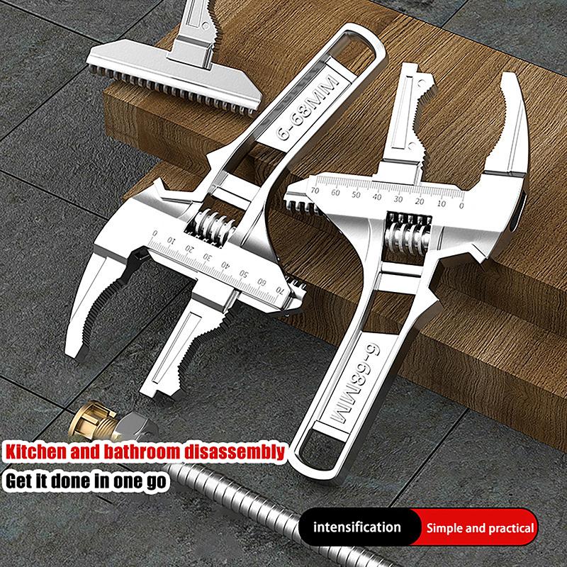 6-68Mm Universal Repair Set Bathroom Hand Tools Large Opening Pipe Wrench Nut Key Adjustable Spanner Home Repair Tool Wrench