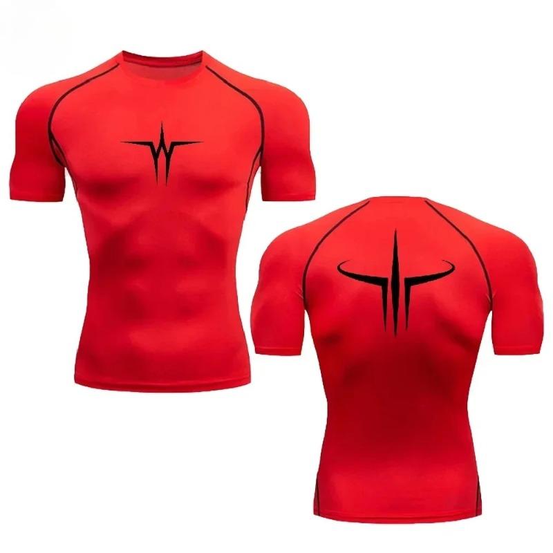 Gym Fitness Breathable T-shirt Casual Daily Sweat Absorbent Fitness Sports Workout Men Short-sleeved Tops High Elasticity Tight Fit