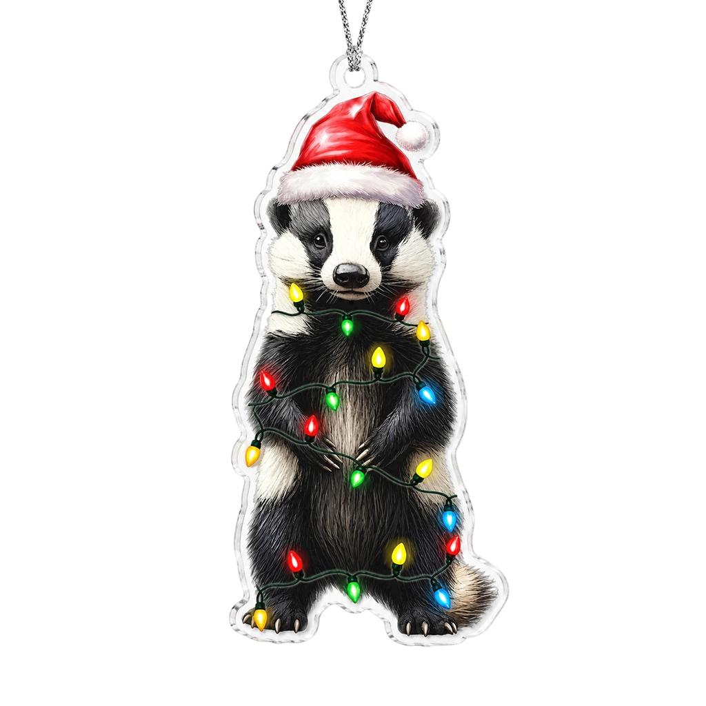 2D Christmas Acrylic Hanging Ornament, Creative Animal and Plant Design for Holiday Decor