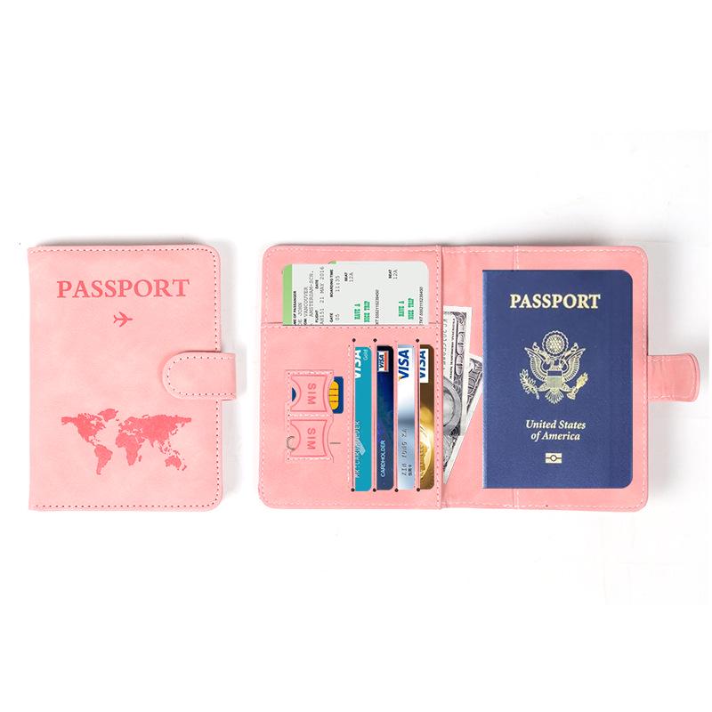 

Magnetic RFID Leather Travel Wallet: SIM Card, Passport, Ticket & Card Holder розовый