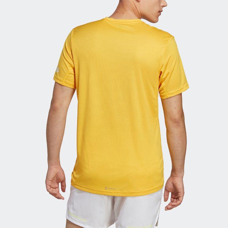 adidas T Shirts Men's Sunlight Yellow Crew Neck Moderate Straight Fit IC7647