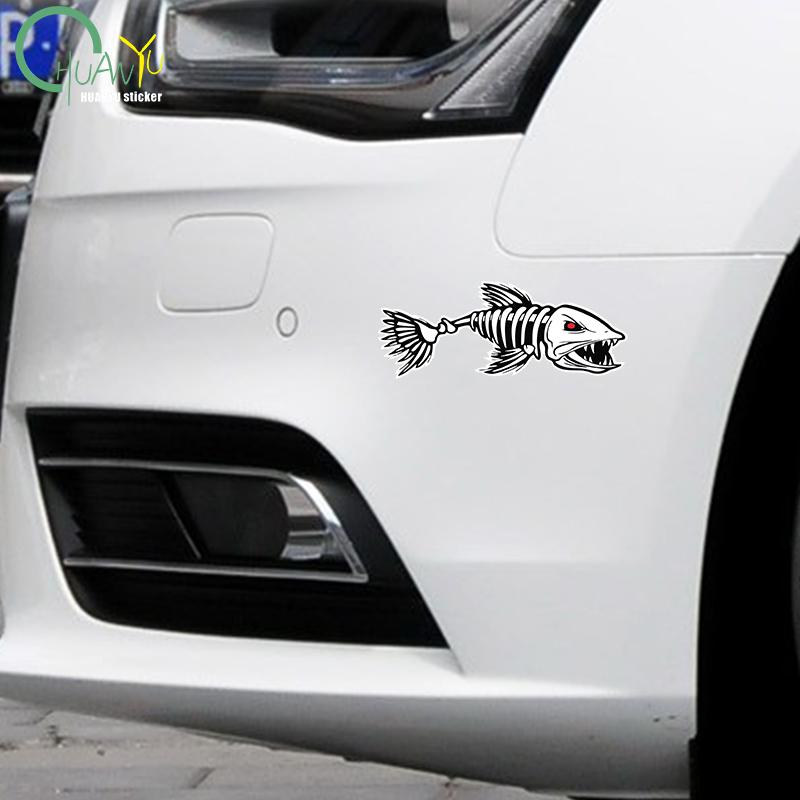 Three Ratels Digital Skeleton Fish Vinyl Car Sticker Decals For Car Boat Fishing Graphics Bone Fighting Angry Fish Sticker