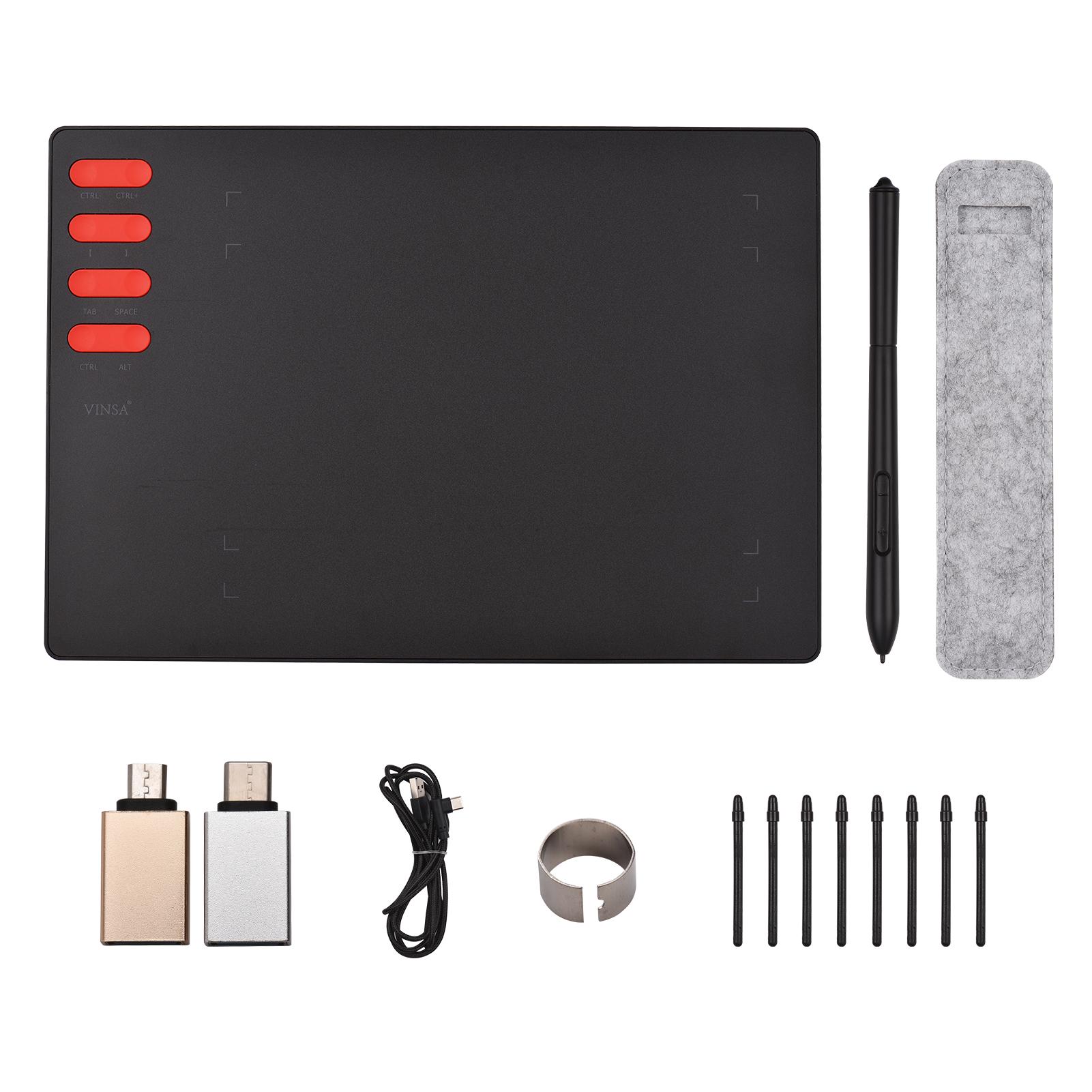 

T505 Графічний планшет для малювання Ультралегкий художній творчий ескіз зі стилусом без батареї, 30 наконечників чорний