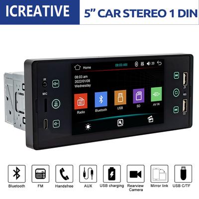 5 Inch MP5 Player 1 Din Car Stereo Radio IPS Touch Screen Wince System BT/TF/FM/USB/Mirrorlink