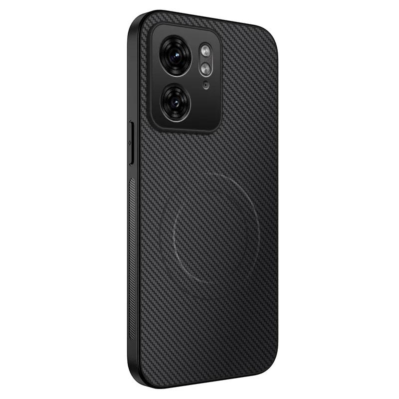 

Чехол для телефона из ПУ кожи с узором из углеродного волокна и силикона для Motorola MOTO Edge 40 Neo, магнитная беспроводная зарядка, мягкие чехлы-накладки на заднюю панель For MOTO Edge 40 чёрный