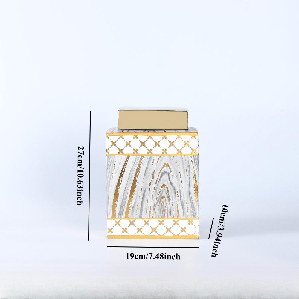 Light Luxury Three In One Ceramic Jar with Lid, Home Decoration, Handicrafts, Storage Cabinets, Vases, Multi-purpose Design