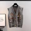 Autumn Sweater Knitted Vest Korean Top For Women Clothing Oversize Vintage Sleeveless Korean Harajuku V-neck Cardigans