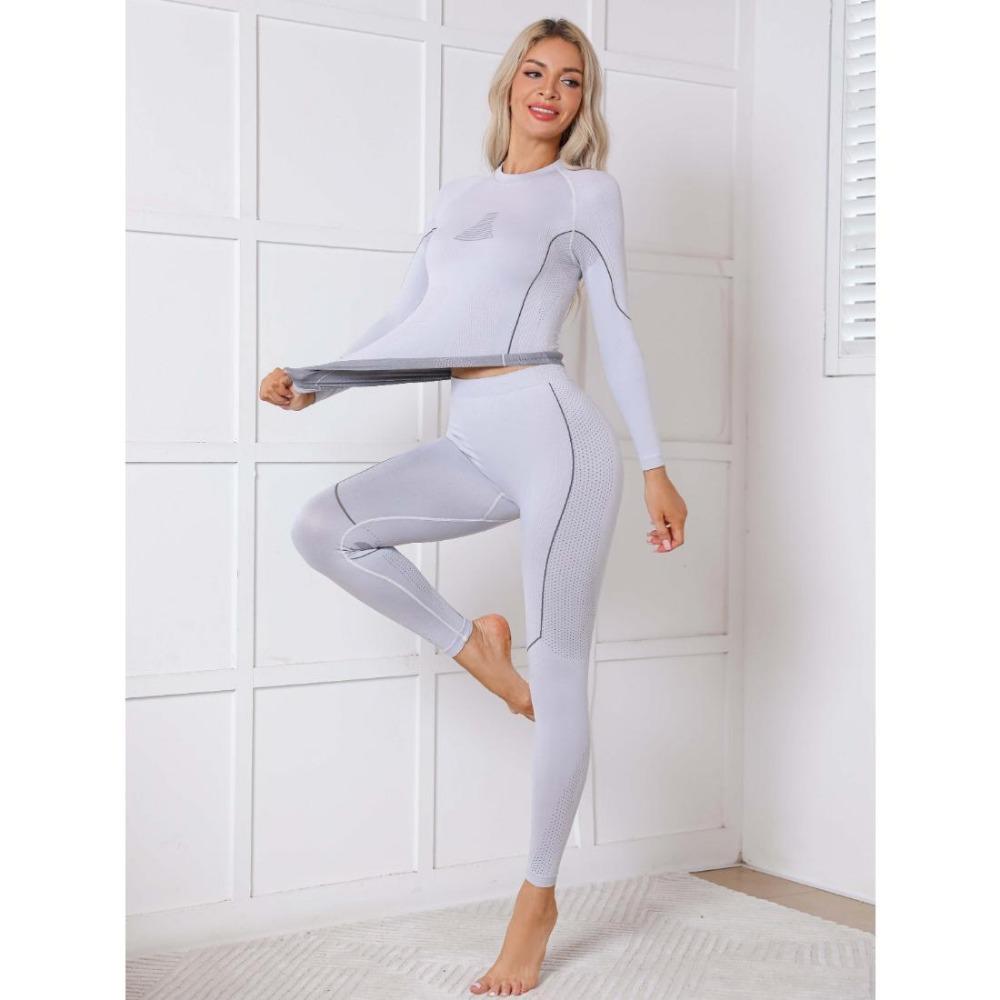 CHARMLEAKS Intimo termico da donna, set di pantaloni e top, mutande lunghe da donna, strato di base caldo per il freddo