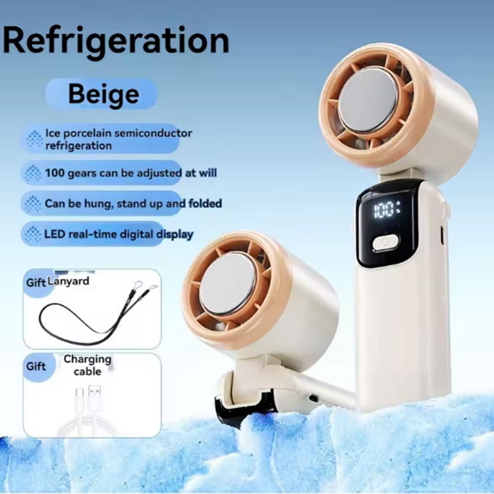 

LED Display Foldable Desk Fan 100 Speed Infinitely Small Electric Fan Cooling Fan бежевый