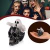 Mini Skull Head with Ghost Figurine Spooky Skeleton Head Ghost Halloween Decor for Gothic Porch Indoor Office Desk Tabletop Mantel Decoration