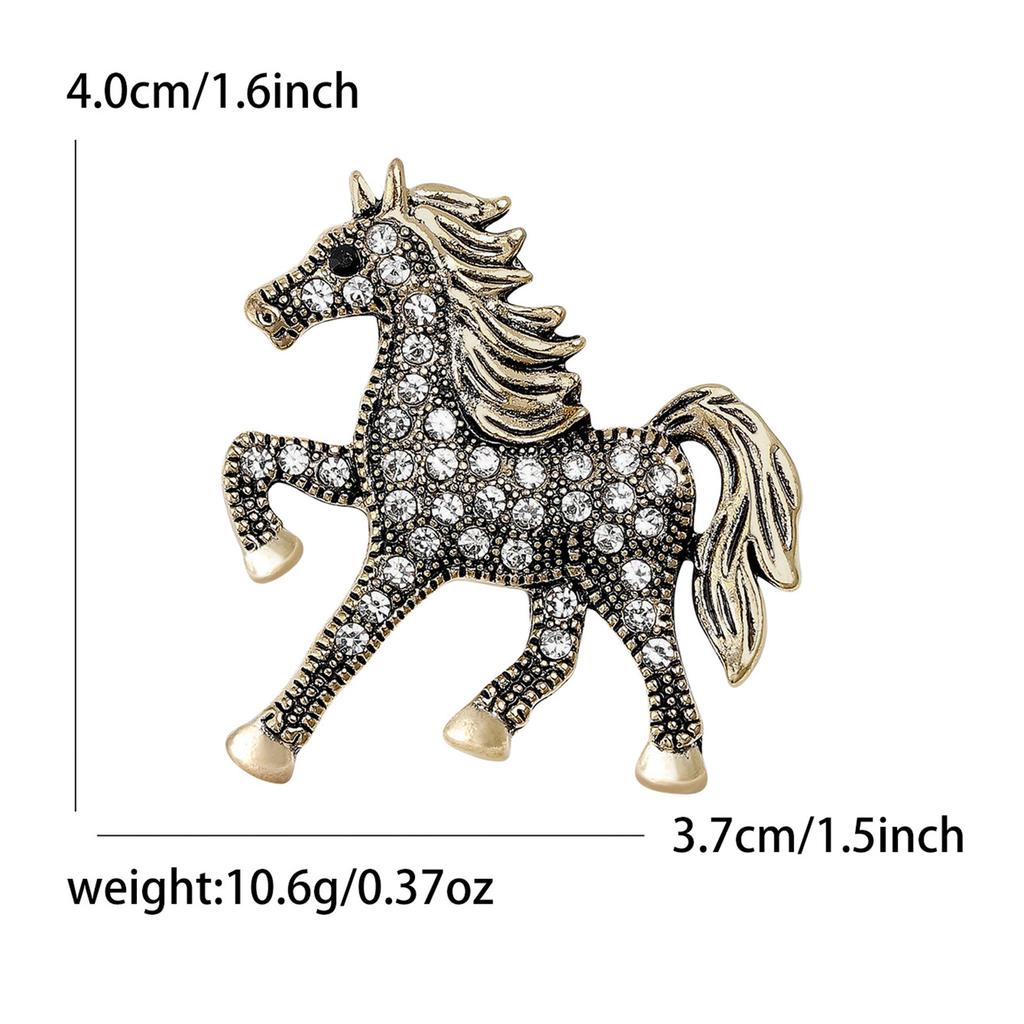 Rhinestone Horse Brooch for Women Animal Lapel Pins Party Accessories New Year Gifts